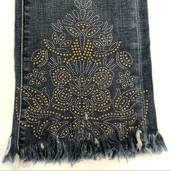 Blank NYC Kick Flare bedazzled Crop Fringe Jeans - Picture 5 of 11